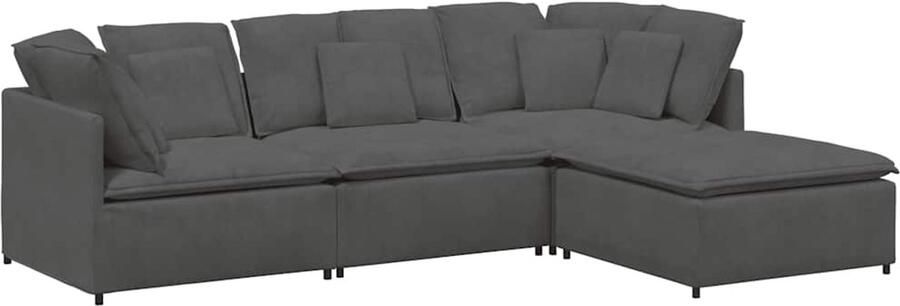 VidaXL Modulaire bank met voetenbank&kussens corduroy stof donkergrijs