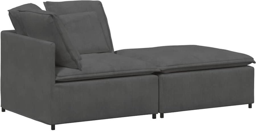 VidaXL Modulaire bank met voetenbank&kussens corduroy stof donkergrijs