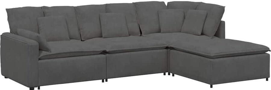 VidaXL Modulaire bank met voetenbank&kussens corduroy stof donkergrijs