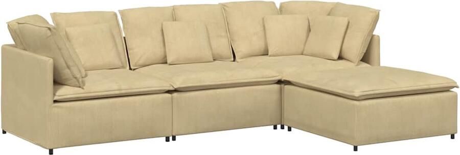 VidaXL Modulaire bank met voetenbank en kussens corduroy stof grijsgroen