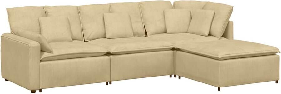 VidaXL Modulaire bank met voetenbank en kussens corduroy stof grijsgroen