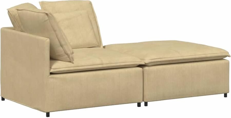 VidaXL Modulaire bank met voetenbank en kussens corduroy stof grijsgroen