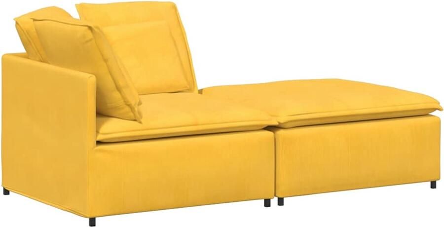 VidaXL Modulaire bank met voetenbank & kussens corduroy stof lichtgeel