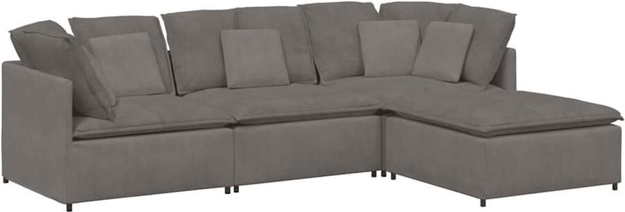 VidaXL Modulaire bank met voetenbank&kussens corduroy stof lichtgrijs