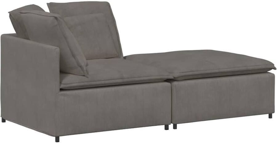 VidaXL Modulaire bank met voetenbank&kussens corduroy stof lichtgrijs