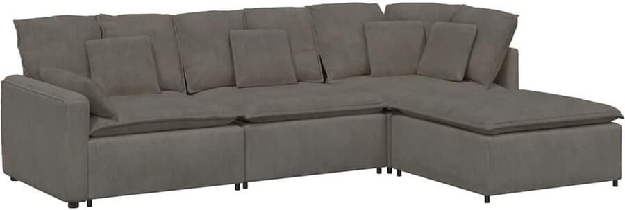 VidaXL Modulaire bank met voetenbank&kussens corduroy stof lichtgrijs