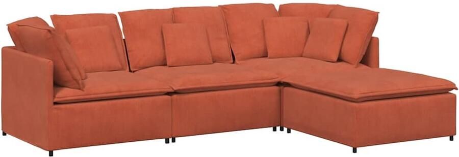 VidaXL Modulaire bank met voetenbank&kussens corduroy stof rood oranje