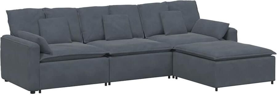 VidaXL Modulaire bank met voetenbank en kussens donkergrijs