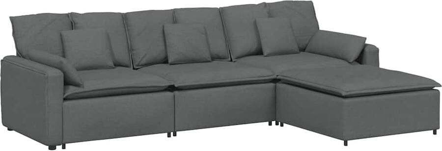 VidaXL Modulaire bank met voetenbank en kussens donkergrijs