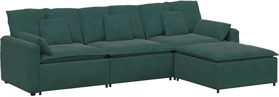 VidaXL Modulaire bank met voetenbank en kussens donkergroen