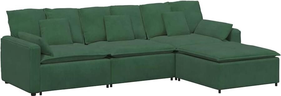 VidaXL Modulaire bank met voetenbank en kussens donkergroen