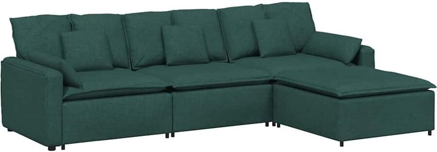 VidaXL Modulaire bank met voetenbank en kussens donkergroen