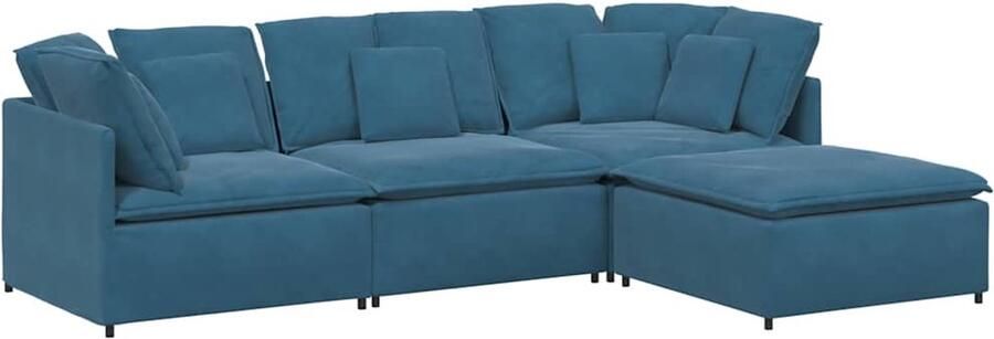 VidaXL Modulaire bank met voetenbank en kussens fluweel blauw