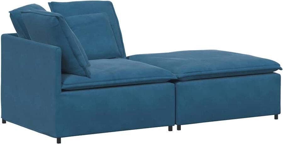 VidaXL Modulaire bank met voetenbank en kussens fluweel blauw