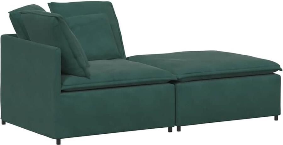 VidaXL Modulaire bank met voetenbank en kussens fluweel donkergroen