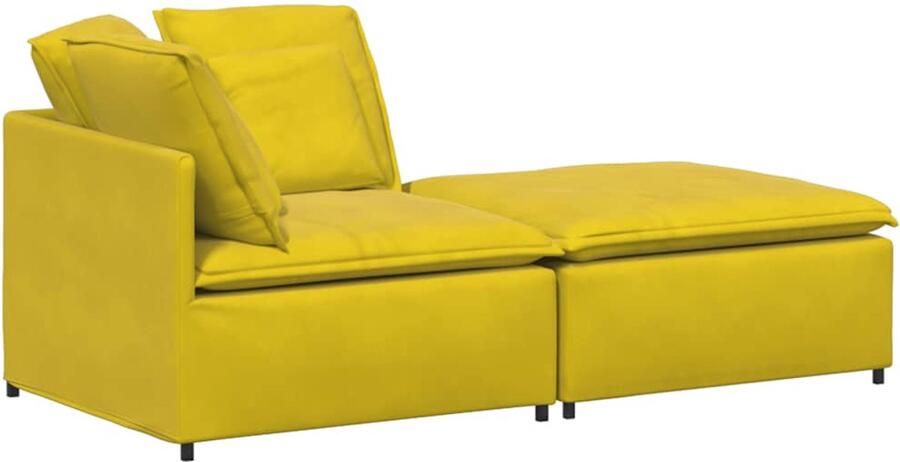 VidaXL Modulaire bank met voetenbank en kussens fluweel geel