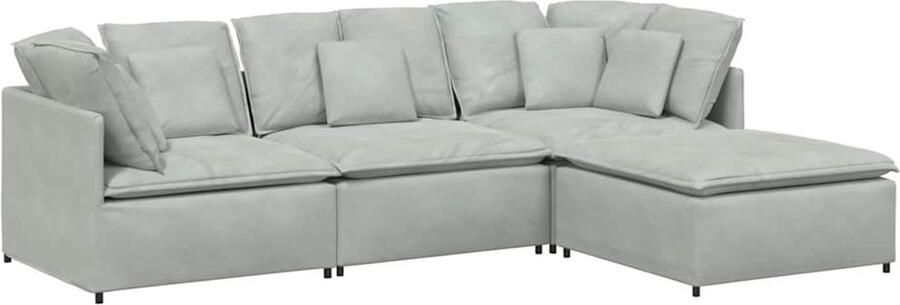 VidaXL Modulaire bank met voetenbank en kussens fluweel lichtgrijs