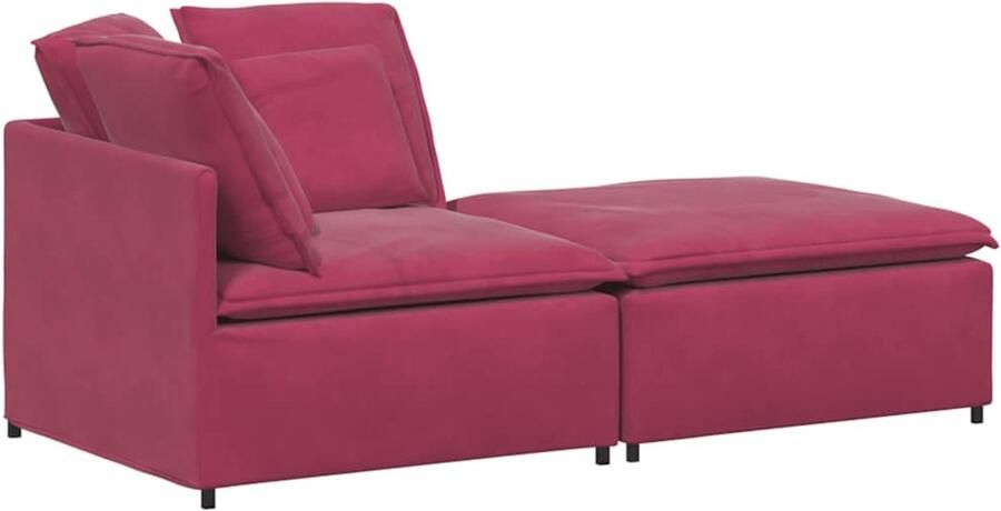 VidaXL Modulaire bank met voetenbank en kussens fluweel wijnrood