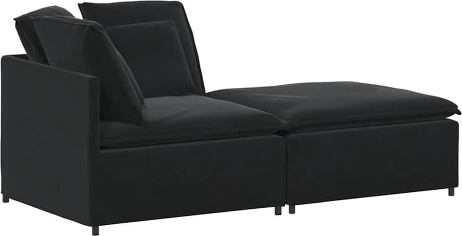 VidaXL Modulaire bank met voetenbank en kussens fluweel zwart