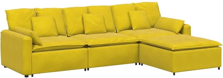 VidaXL Modulaire bank met voetenbank en kussens geel