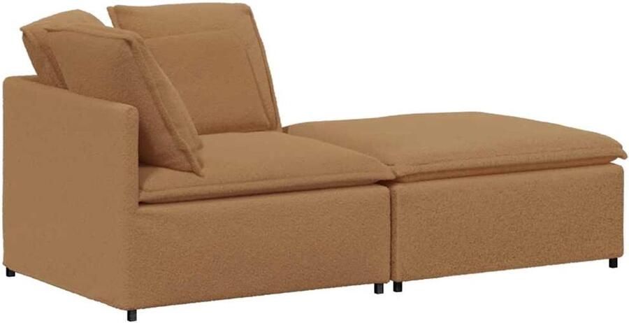 VidaXL Modulaire bank met voetenbank&kussens gekrulde wolachtige stof