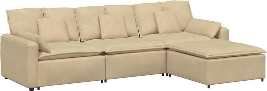 VidaXL Modulaire bank met voetenbank en kussens grijsgroen