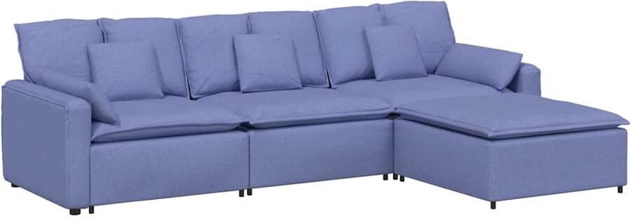 VidaXL Modulaire bank met voetenbank en kussens jeansblauw