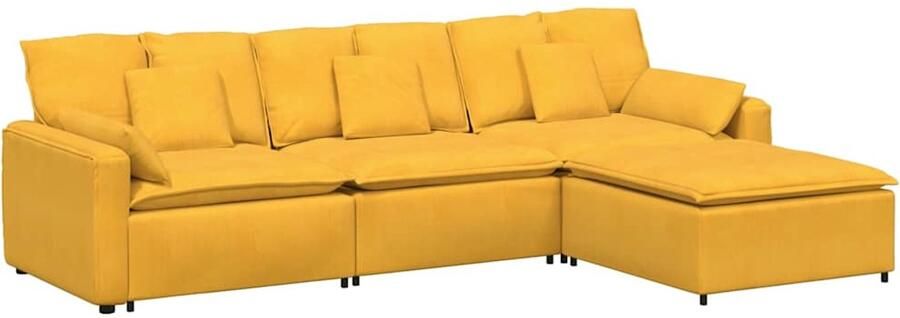 VidaXL Modulaire bank met voetenbank en kussens lichtgeel