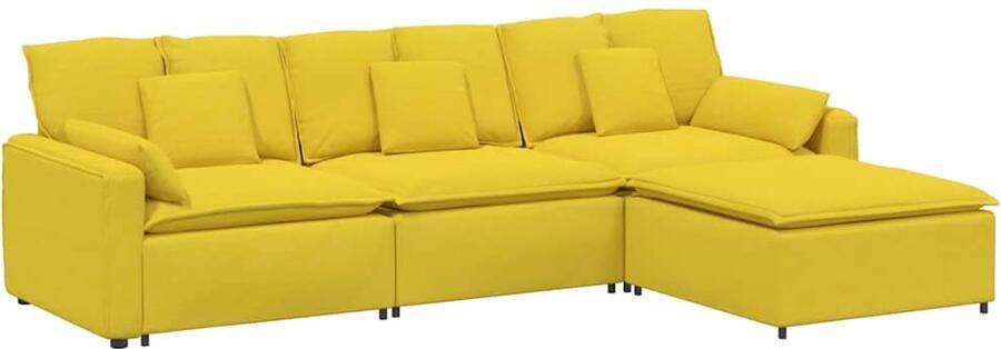 VidaXL Modulaire bank met voetenbank en kussens lichtgeel