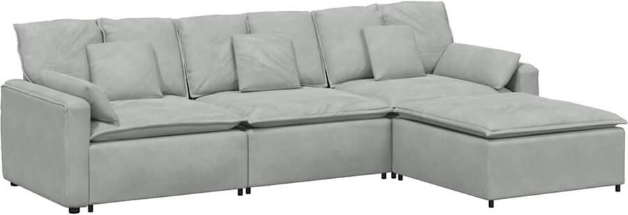 VidaXL Modulaire bank met voetenbank en kussens lichtgrijs