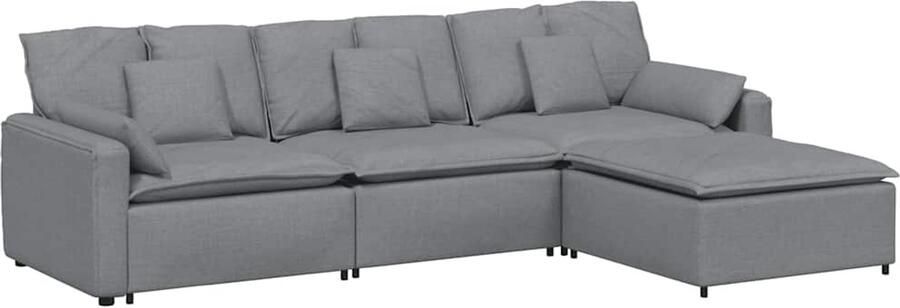 VidaXL Modulaire bank met voetenbank en kussens lichtgrijs