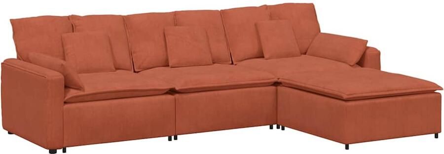 VidaXL Modulaire bank met voetenbank en kussens rood oranje