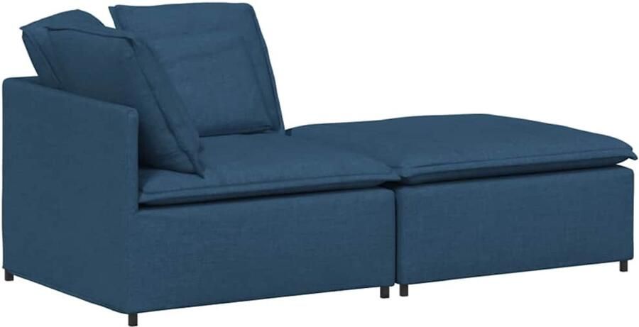 VidaXL Modulaire bank met voetenbank en kussens stof blauw