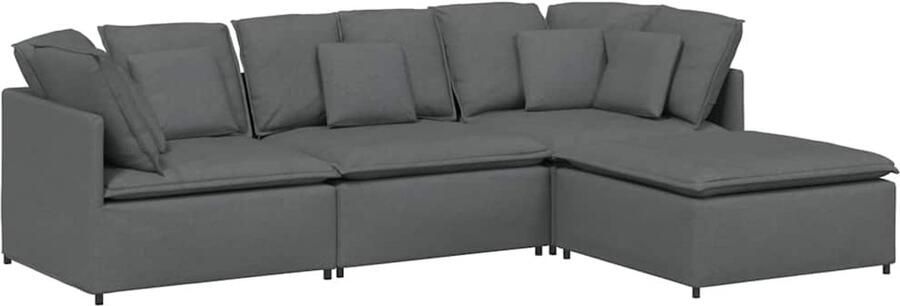 VidaXL Modulaire bank met voetenbank en kussens stof donkergrijs