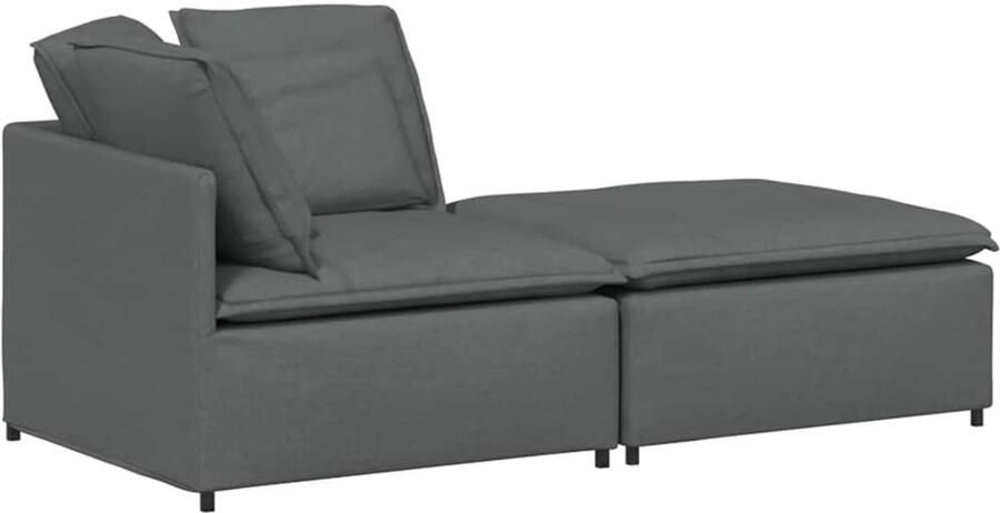 VidaXL Modulaire bank met voetenbank en kussens stof donkergrijs