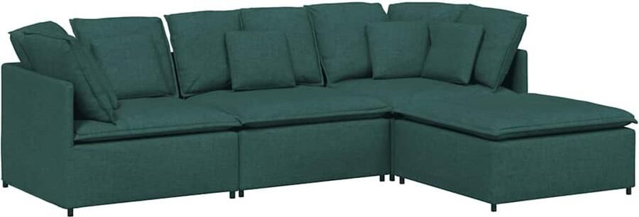 VidaXL Modulaire bank met voetenbank en kussens stof donkergroen