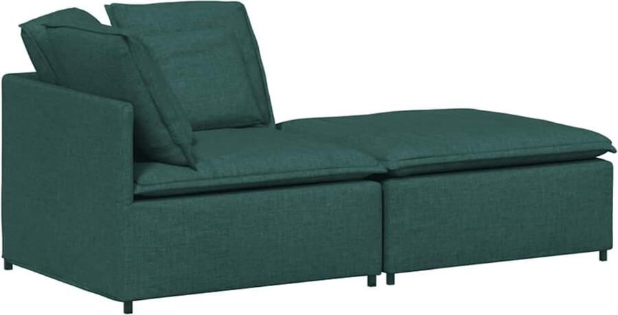 VidaXL Modulaire bank met voetenbank en kussens stof donkergroen