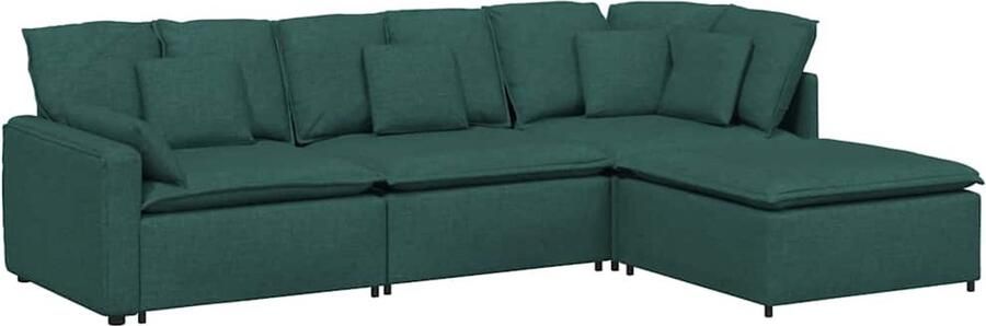 VidaXL Modulaire bank met voetenbank en kussens stof donkergroen