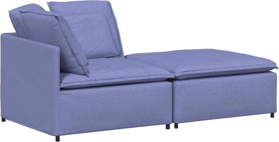 VidaXL Modulaire bank met voetenbank en kussens stof jeans blauw