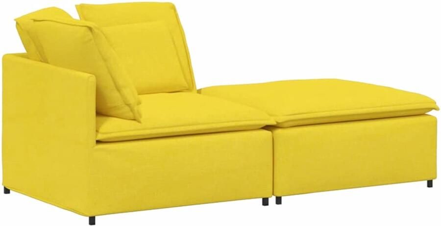 VidaXL Modulaire bank met voetenbank en kussens stof lichtgeel