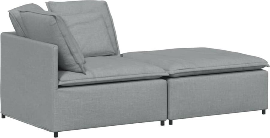 VidaXL Modulaire bank met voetenbank en kussens stof lichtgrijs