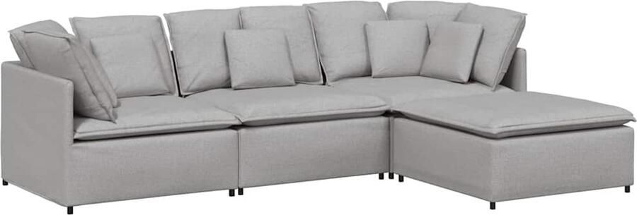 VidaXL Modulaire bank met voetenbank en kussens stof wolk grijs