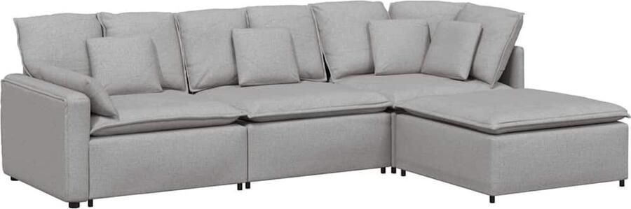 VidaXL Modulaire bank met voetenbank en kussens stof wolk grijs