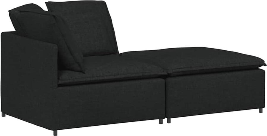 VidaXL Modulaire bank met voetenbank en kussens stof zwart