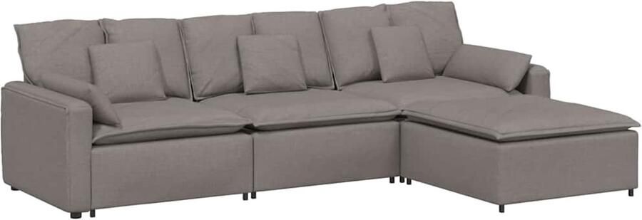 VidaXL Modulaire bank met voetenbank en kussens taupe