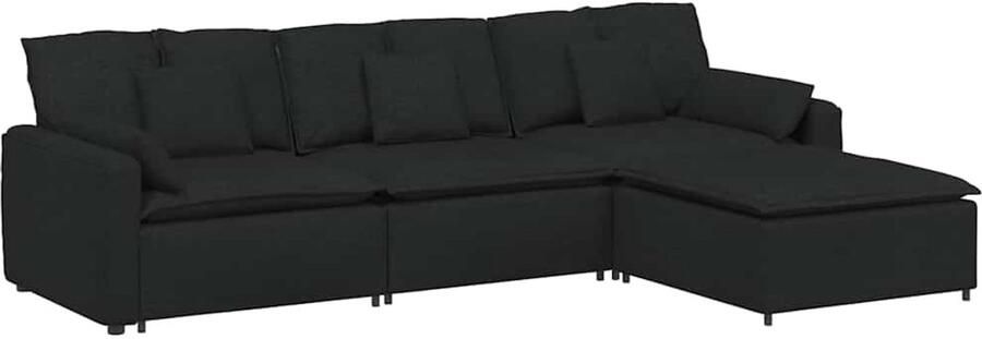 VidaXL Modulaire bank met voetenbank en kussens zwart