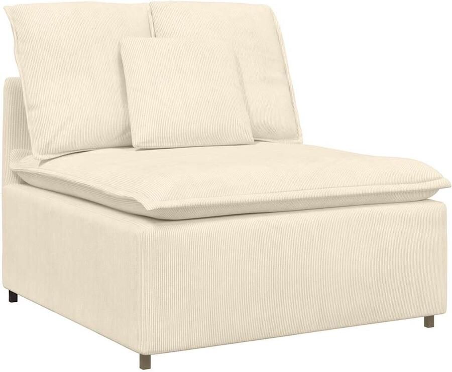 VidaXL Modulaire bank middenmodule met kussens 100 cm crèmekleurig