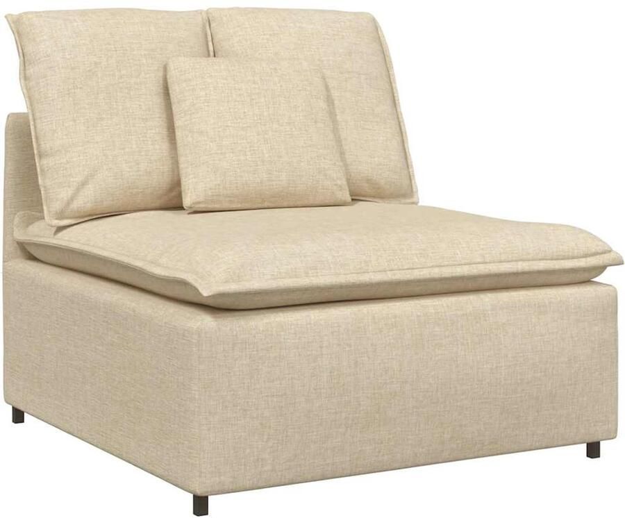 VidaXL Modulaire bank middenmodule met kussens 100 cm crèmekleurig