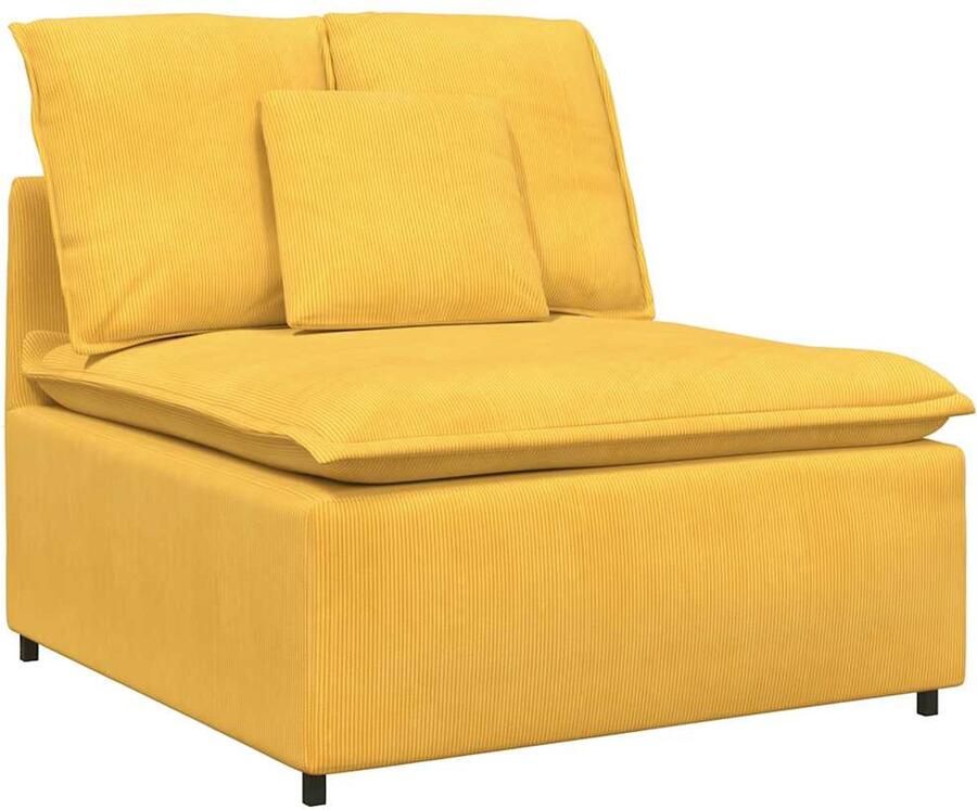 VidaXL Modulaire bank middenmodule met kussens 100 cm lichtgeel