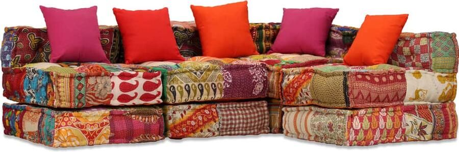 VidaXL Modulaire Patchwork Vierzitsbank Modulaire Bank Slaapbank Lounge Bank Multifunctionele Bank Patchwork Bank Comfortabele Bank Trendy Bank - Foto 2